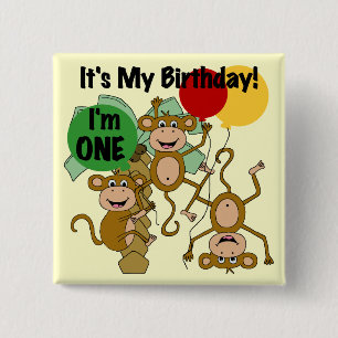Monkey Shine 1st Birthday Tshirts and Gifts 2 Inch Square Button