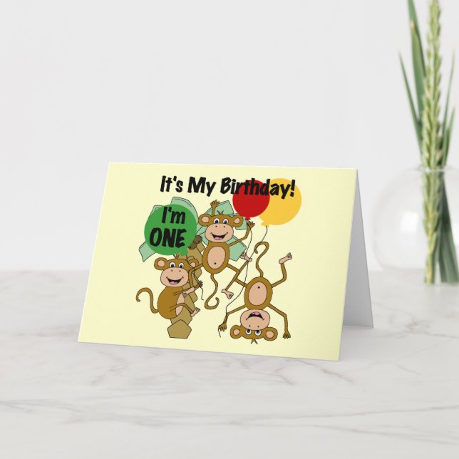 Monkey Shine 1st Birthday Tshirts and Gifts Card (Front)