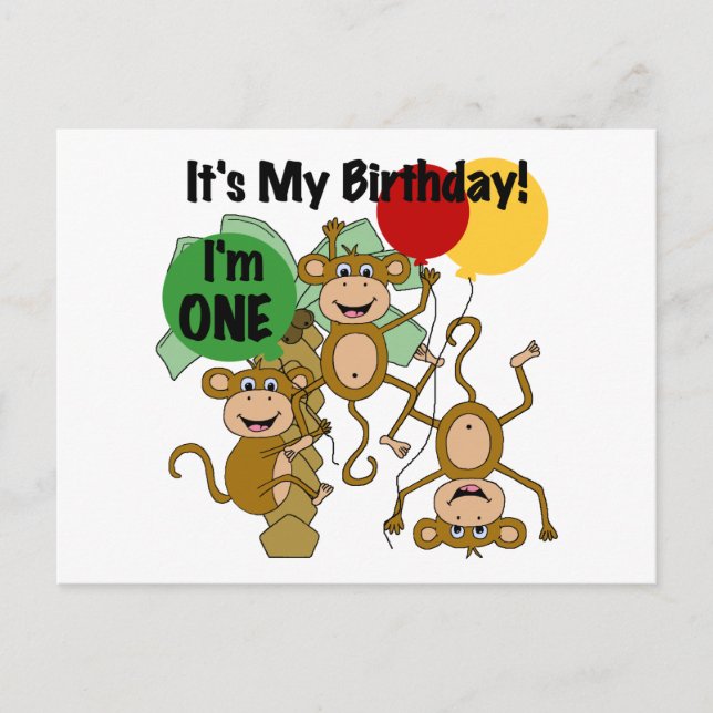 Monkey Shine 1st Birthday Tshirts and Gifts Postcard (Front)