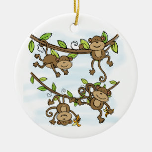 Monkey Shine Ceramic Ornament