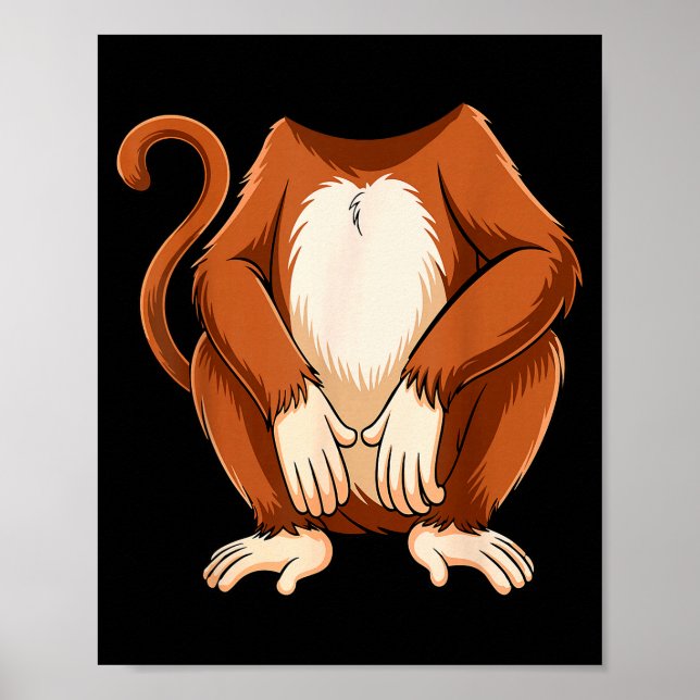 Monkey Shirt Adult Kids Men Women Brown Monkey Cos Poster (Front)