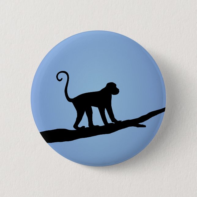 Monkey Silhouette 2 Inch Round Button (Front)