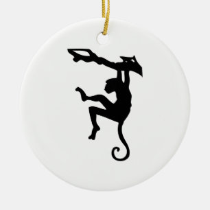 Monkey Silhouette Ceramic Ornament