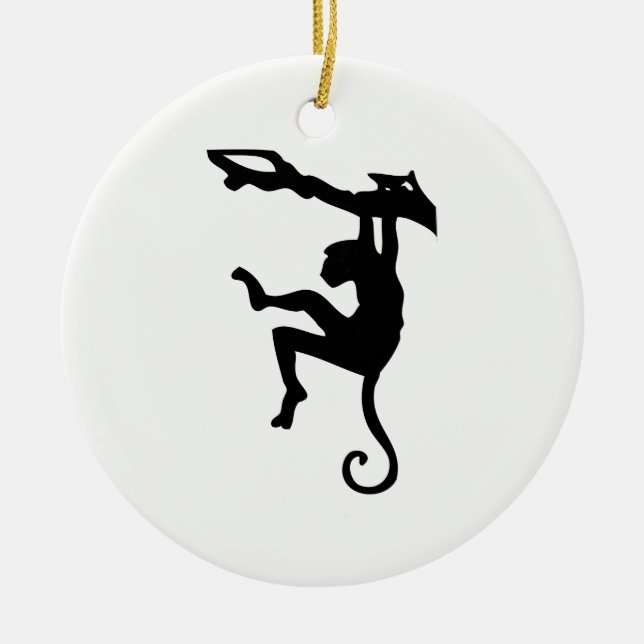 Monkey Silhouette Ceramic Ornament (Front)