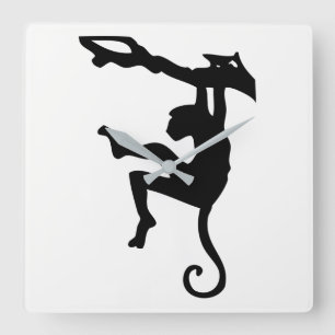 Monkey Silhouette Square Wall Clock