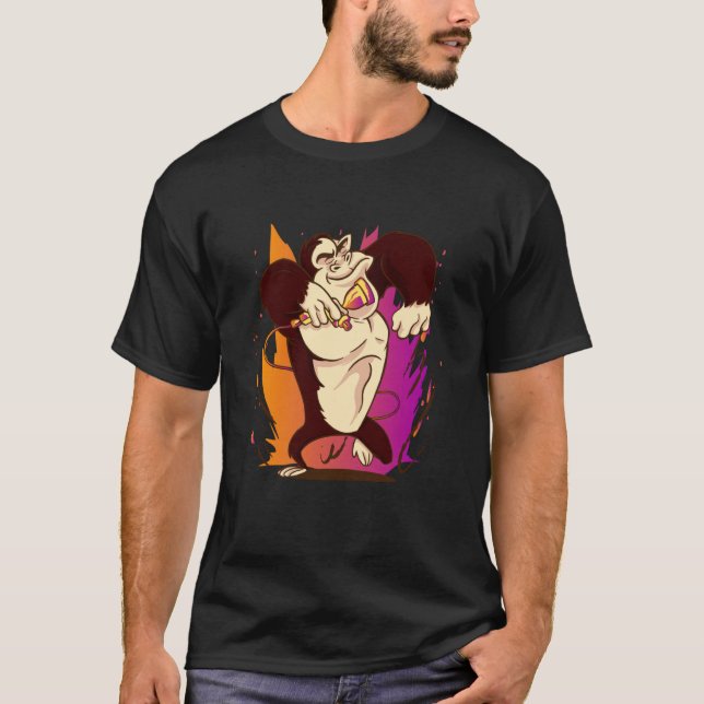 monkey singing karaoke singer music microphone T-Shirt (Front)