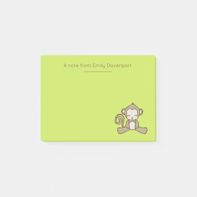 Monkey Sitting Down Looking Happy Cute & Kawaii Post-it Notes (Front)