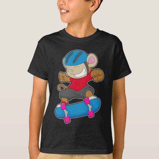 Monkey Skater Skateboard Sports T-Shirt (Front)