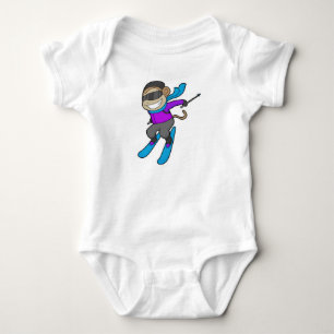 Monkey Skier Ski Baby Bodysuit