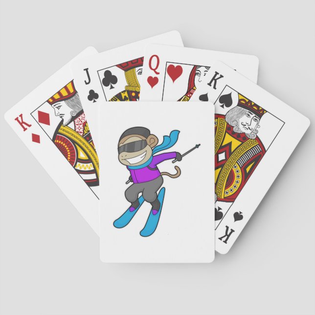 Monkey Skier Ski Playing Cards (Back)