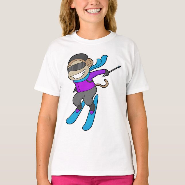 Monkey Skier Ski T-Shirt (Front)