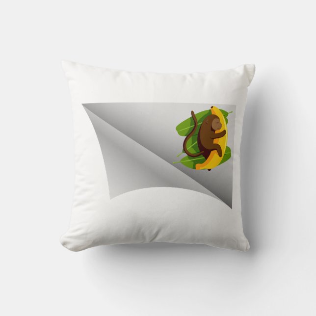 monkey sleep with banana throw pillow (Front)