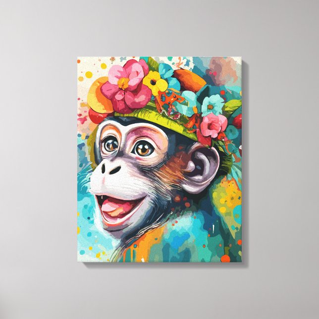Monkey Smiling Canvas Print (Front)
