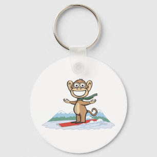 Monkey Snowboarder Keychain