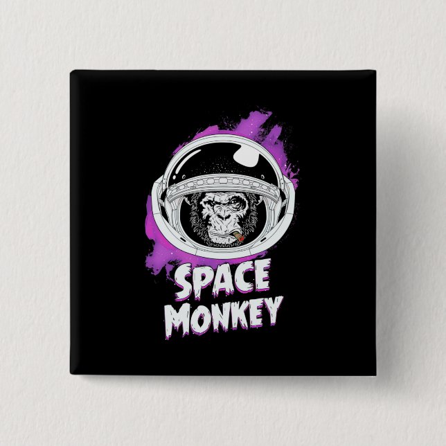 Monkey Space Monkey 2 Inch Square Button (Front)