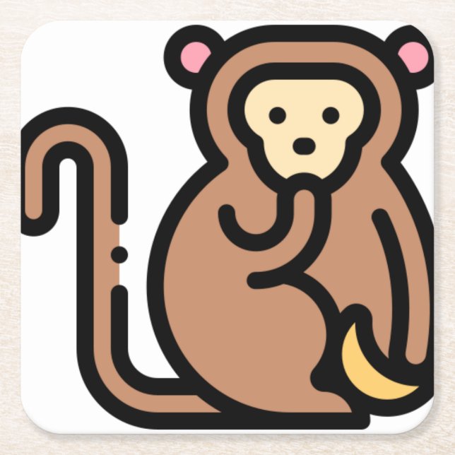 Monkey Square Paper Coaster (Front)