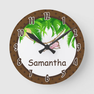 Monkey Swing Jungle Safari Zoo Personalized Clock