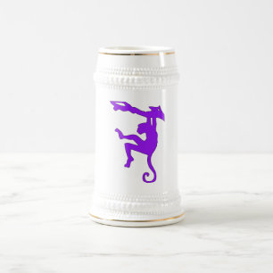 Monkey Swinging in Tree Silhouette Cartoon Beer Stein