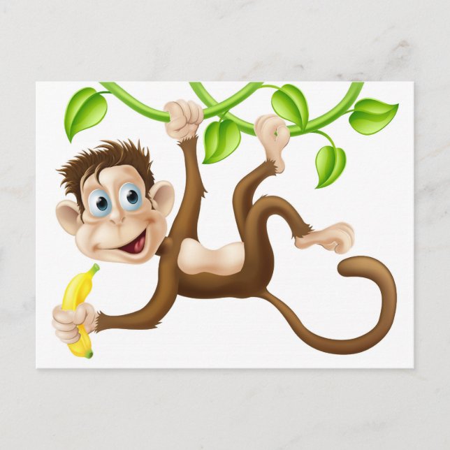 Monkey swinging with banana postcard (Front)