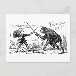 "Monkey Sword Fight" Postcard