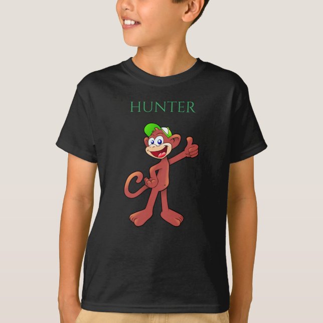 Monkey t-shirt with personalized name. (Front)