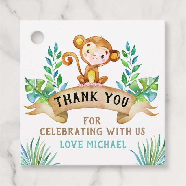 Monkey tag, Zoo Favour Tags (Front)