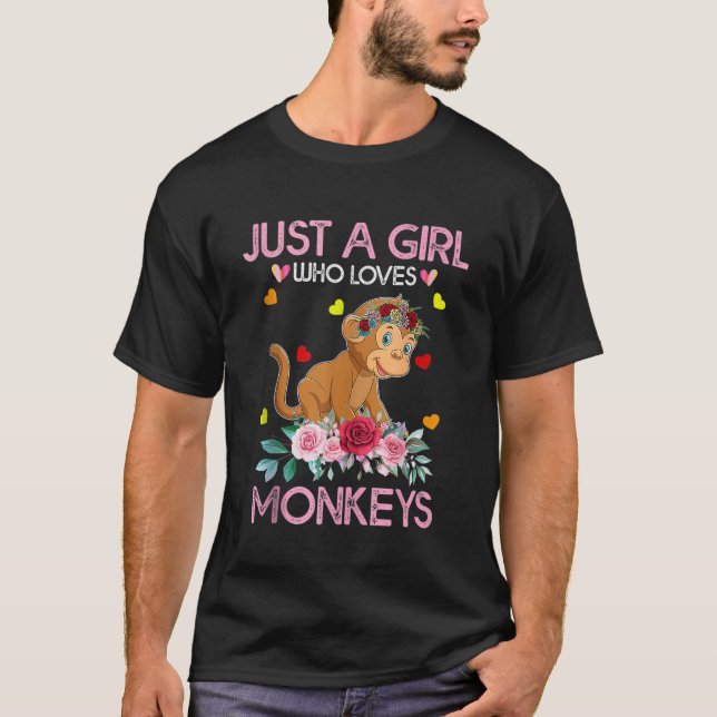 Monkey Tee For Women Kids Just A Girl Who Loves Mo (Front)