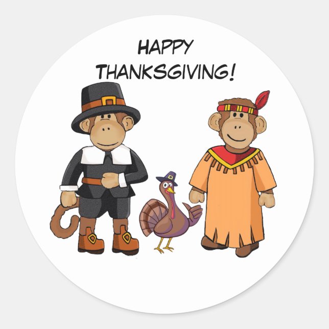 Monkey Thanksgiving Sticker (Front)