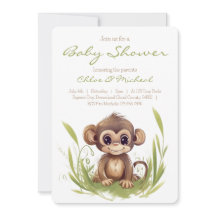 Monkey Themed Baby Shower Invitation