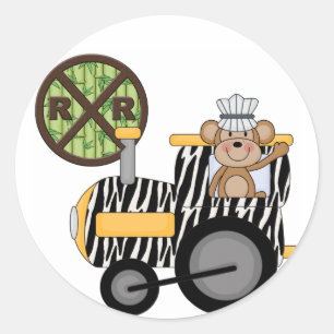 Monkey Train Engineer T-shirts and Gifts Classic Round Sticker