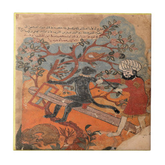 Monkey Tries Carpentry Indian Renaissance Fable Tile