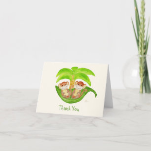 Monkey Twins Thank You Notecard