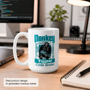 Monkey Type, Code Runs Funny Full-Stack Developer Coffee Mug
