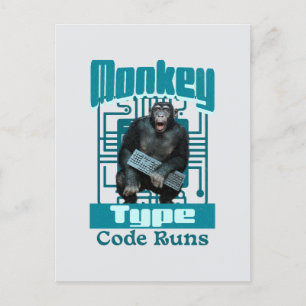 Monkey Type, Code Runs Funny Full-Stack Developer Holiday Postcard