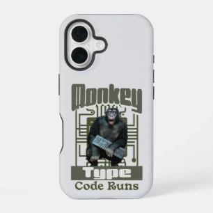 Monkey Type, Code Runs Funny Full-Stack Developer  iPhone 16 Case