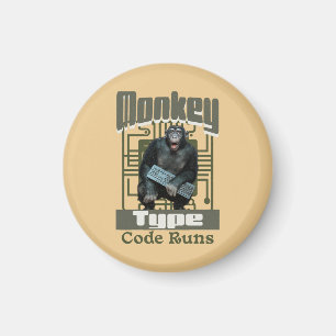 Monkey Type, Code Runs Funny Full-Stack Developer Magnet