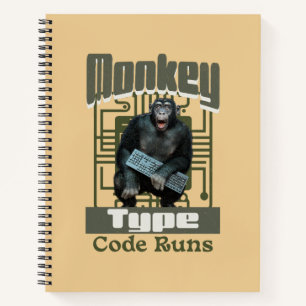 Monkey Type, Code Runs Funny Full-Stack Developer Notebook