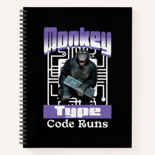 Monkey Type, Code Runs Funny Full-Stack Developer Notebook