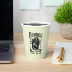 Monkey Type, Code Runs Funny Full-Stack Developer Paper Cups