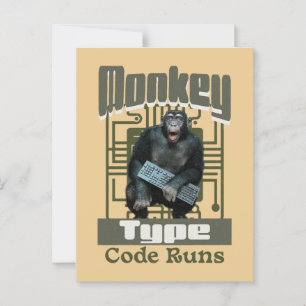 Monkey Type, Code Runs Funny Full-Stack Developer  Postcard