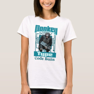 Monkey Type, Code Runs Funny Full-Stack Developer  T-Shirt