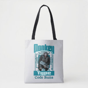 Monkey Type, Code Runs Funny Full-Stack Developer Tote Bag