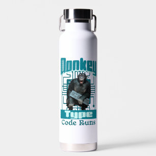 Monkey Type, Code Runs Funny Full-Stack Developer Water Bottle
