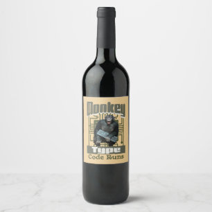 Monkey Type, Code Runs Funny Full-Stack Developer Wine Label