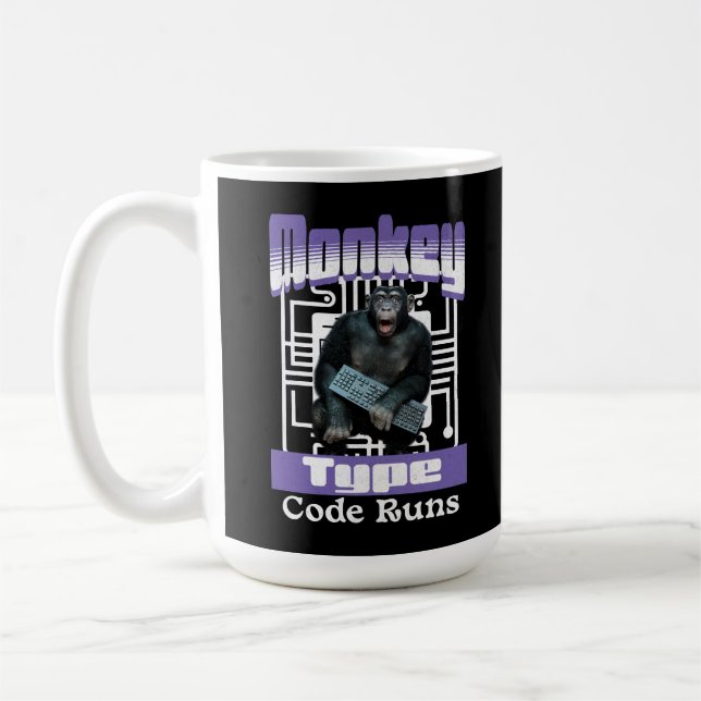 Monkey Typing Code Runs Programmer Humour Coffee Mug (Left)