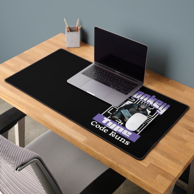 Monkey Typing Code Runs Programmer Humour Desk Mat (Office 2)
