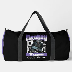 Monkey Typing Code Runs Programmer Humour Duffle Bag