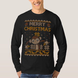 Monkey Ugly Christmas Jungle Gorilla Bananas T-Shirt
