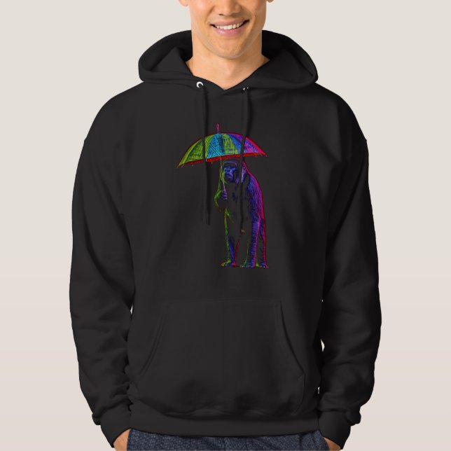 Monkey Umbrella Colourful Creative Zoo Animal Artw Hoodie (Front)