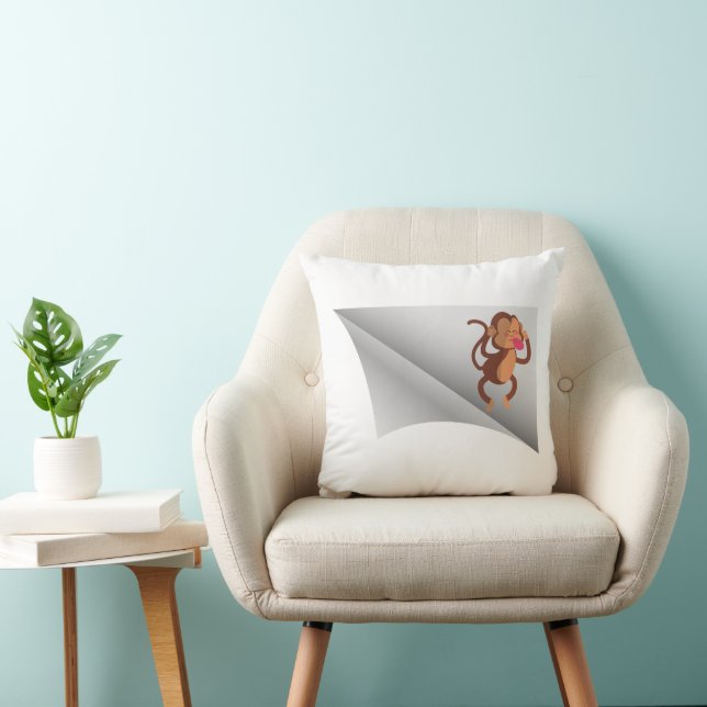 monkey under the patch throw pillow (Chair)